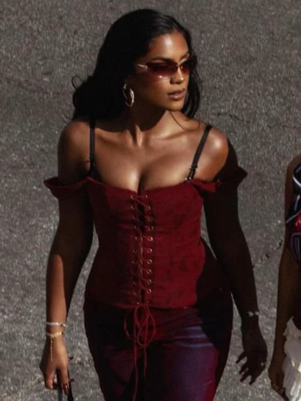 NEW House of CB Parisa Corset Top Burgundy Large - Picture 12 of 16